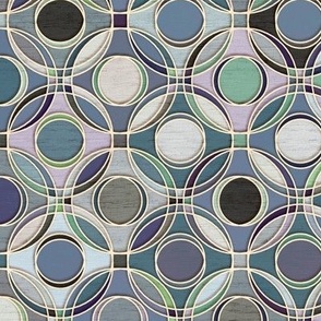Textured Circles Geometric Abstract in Calm Cool Colors Medium