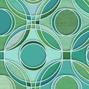 Textured Circles Geometric Abstract in Quiet Greens Large