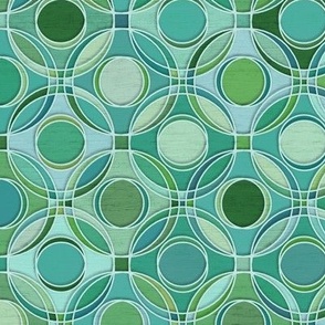 Textured Circles Geometric Abstract in Quiet Greens Medium