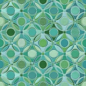 Textured Circles Geometric Abstract in Quiet Greens Small