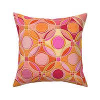 Textured Circles Geometric Abstract in Hot Pink and Orange Large