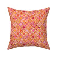 Textured Circles Geometric Abstract in Hot Pink and Orange Small