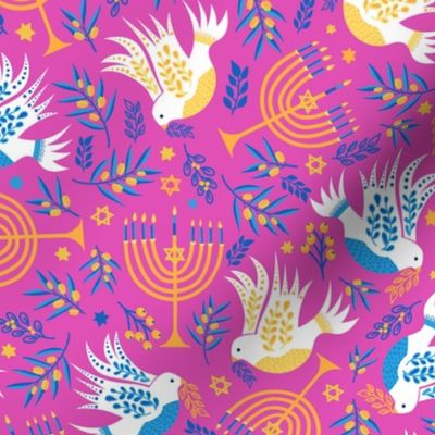 Hanukkah Modern Pink - Medium