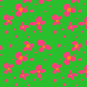 0005g/M Funky  Flowers // Lime Green and Hot Pink  (Medium)