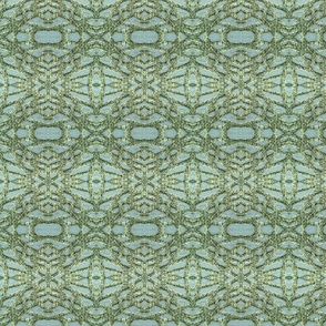 laine sur canevas en vert tilleul et ocre