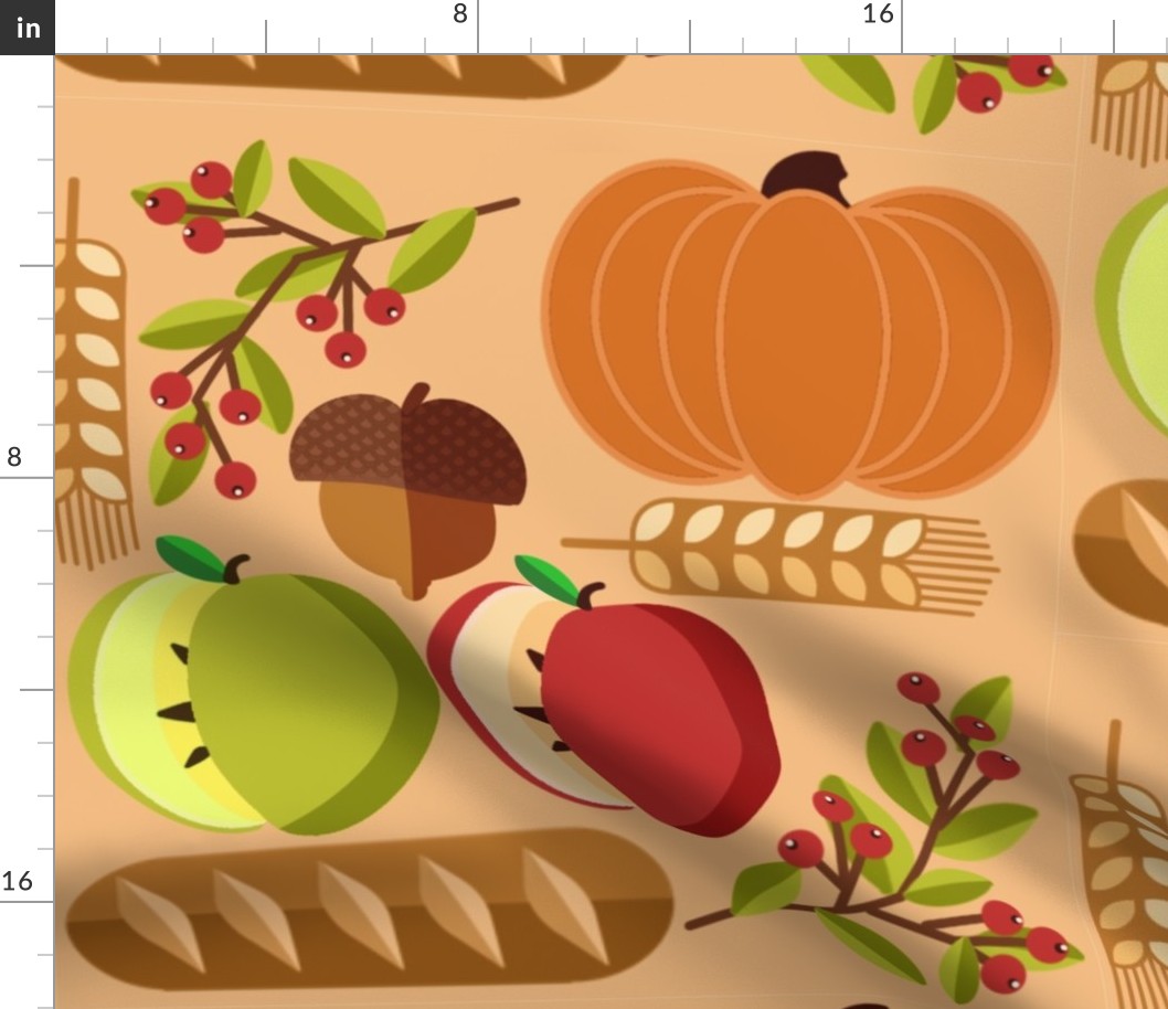 Geometric Harvest Medley: A Retro Fusion of Fall Delights