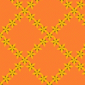 Yellow-flower-diamond-on-orange-with-seeds