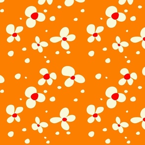 0005b/M Funky  Flowers // Orange with white flower  (Medium)