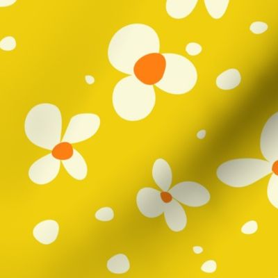 0005a/M Funky  Flowers // Sunshine Yellow with White Flower (Medium)