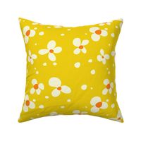 0005a/M Funky  Flowers // Sunshine Yellow with White Flower (Medium)