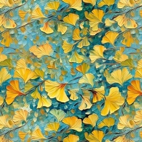 Vincent van Gogh Inspired Yellow Fall Ginkgo Leaves