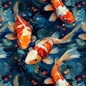 Vincent van Gogh Inspired Koi Fish Pond 2