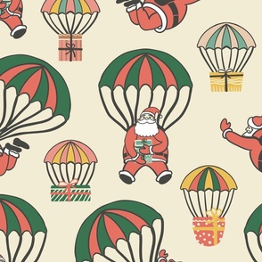 Large Scale Santa Claus Flying with Parachute 