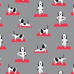 (small scale) Cute Yoga Dogs - grey - LAD23