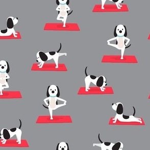 Cute Yoga Dogs - grey - LAD23