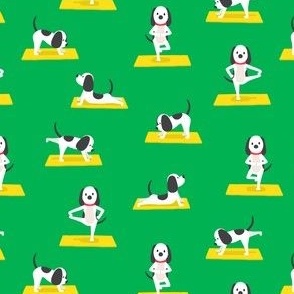 (small scale) Cute Yoga Dogs - green - LAD23