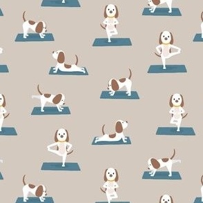 (small scale) Cute Yoga Dogs - biege - LAD23