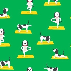 Cute Yoga Dogs - green - LAD23