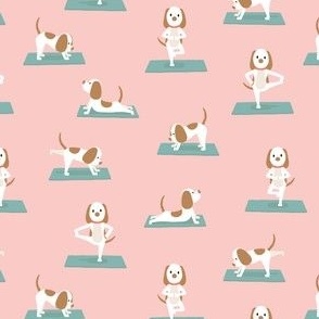 (small scale) Cute Yoga Dogs - light pink - LAD23
