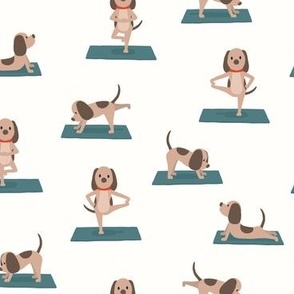 Cute Yoga Dogs - off white - LAD23