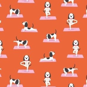 (small scale) Cute Yoga Dogs - pink/red - LAD23