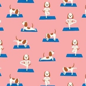 (small scale) Cute Yoga Dogs - pink/blue - LAD23