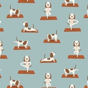 (small scale) Cute Yoga Dogs - dusty blue - LAD23
