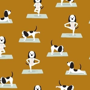 Cute Yoga Dogs - mustard - LAD23