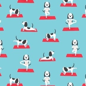 (small scale) Cute Yoga Dogs - blue/red- LAD23