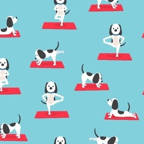 Cute Yoga Dogs - blue/red- LAD23