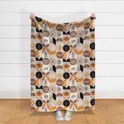 Mid Century Modern Christmas Shapes Retro Orange Brown Black White - Large