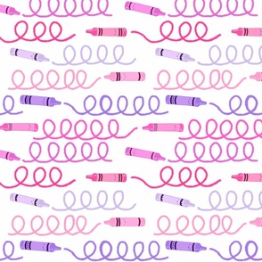 Cute Crayon Squiggles - Pink, cerise, magenta, violet, lilac