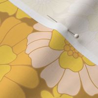 retro vintage floral jumbo wallpaper yellow gold by Pippa Shaw