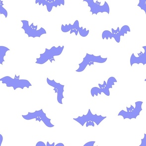 Happy Halloween Bats White and Purple Pattern