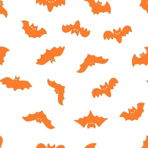 Happy Halloween Bats White and Orange Pattern