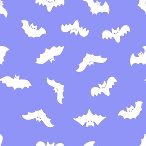 Happy Halloween Bats Purple and White Pattern