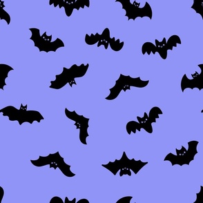 Happy Halloween Bats Purple and Black Pattern