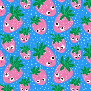 Cute Strawberry Summer - Blue  Pink and Green