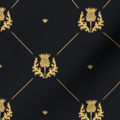 Lux Faux Gold Scotland's Royal Thistle in Cross-Hatch Diamonds on Repeat
