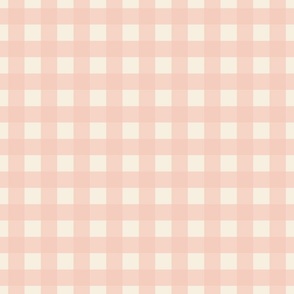 Dusky Pink Gingham on Creamy White Traditional Classic Buffalo Plaid Cottagecore Check Coordinate Blender