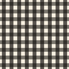 Spooky Black Gingham on Ghostly Creamy White Traditional Classic Buffalo Plaid Halloween Check Coordinate Blender