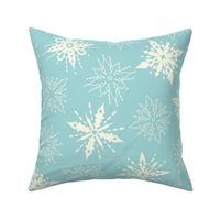 (L) Pastel Snowflakes Winter Christmas Aqua Turquoise and Cream 