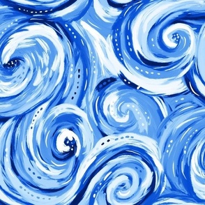 Blue painted riot swirls normal scale