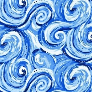 Blue painted riot swirls small scale
