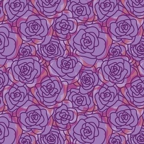 Moody Rose Garden: Cool Purple Botanical Repeat Pattern for women's tops