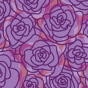 Moody Rose Garden: Cool Purple Botanical Repeat Pattern for women's blouses