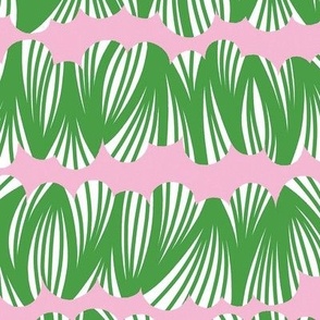 Modern Bright Mod Caterpillar Pattern in Green and Pink for Women's Blouse