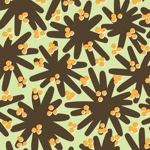 Bold Botanical Abstract Pattern in Bold Black and Green for Autumn
