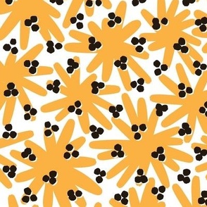 Bold Botanical Abstract Flowers in Bright Orange and Black for Summer