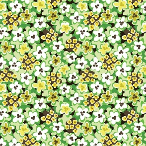 Vibrant Wildflower Botanical Pattern - Moody Modern Design in Kelly Green and Black